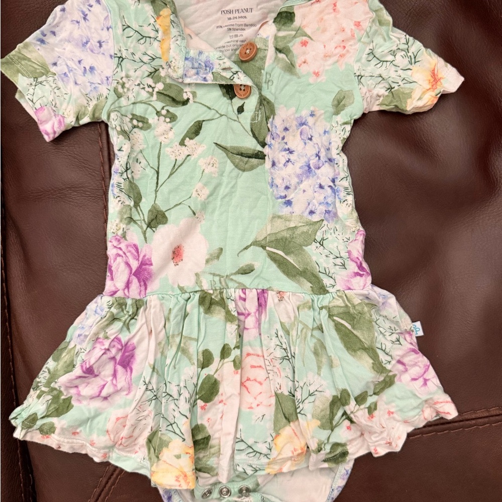 Posh Peanut Floral Bodysuit - Green and Purple